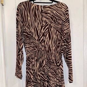 H&M women’s animal print dress, brown and beige zebra print, like new — Size 6